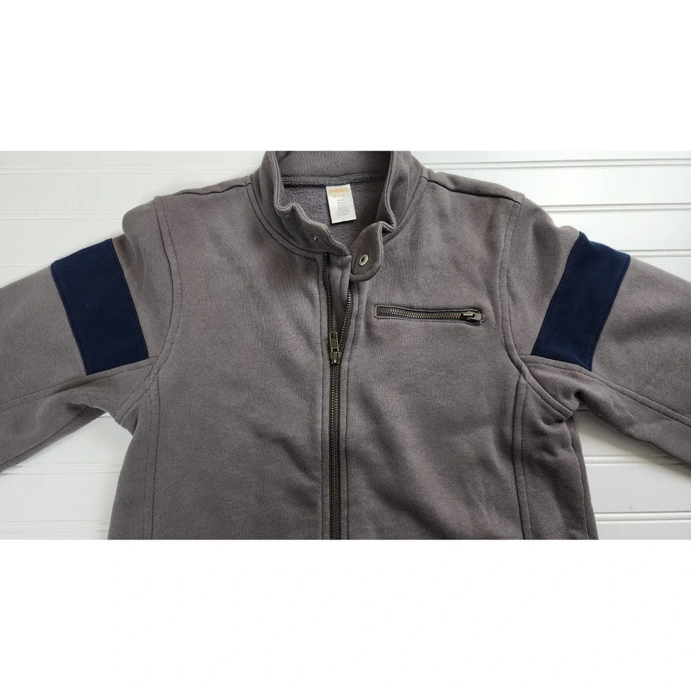 Gymboree Kids Boys Zip Up Jacket Gray Navy Stripe Size Medium or Size 7/8‎